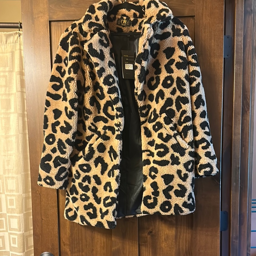 Leopard Print Faux Fur Coat